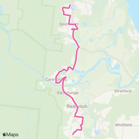 Sunbus Cairns JCU - Redlynch map