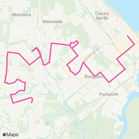 Sunbus Cairns City - Earlville via Mooroobool map