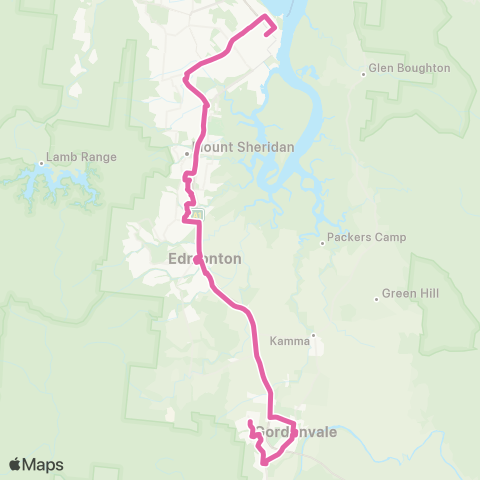 Sunbus Cairns City - Gordonvale map