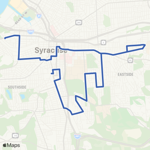 Syracuse School Routes Erie Blvd West map