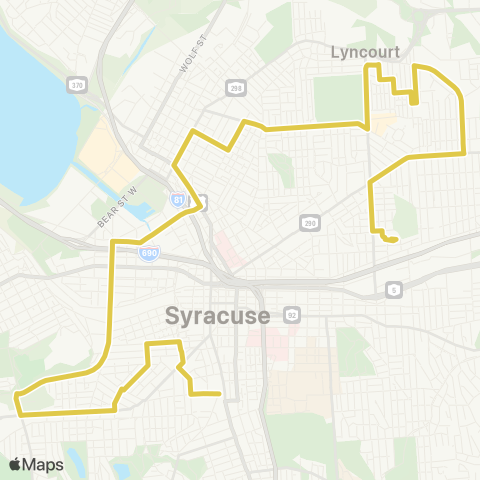 Syracuse School Routes Teall Ave map