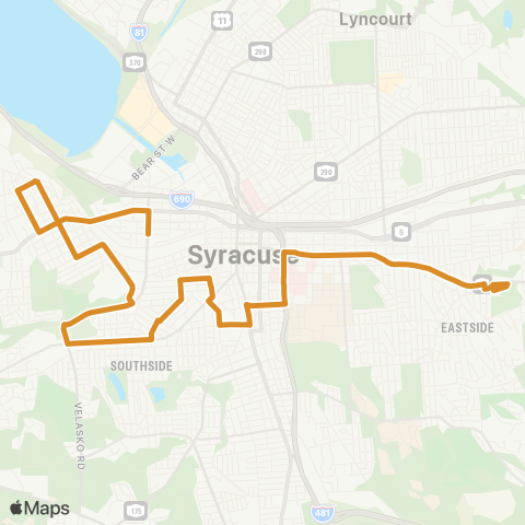 Syracuse School Routes East Genesee map