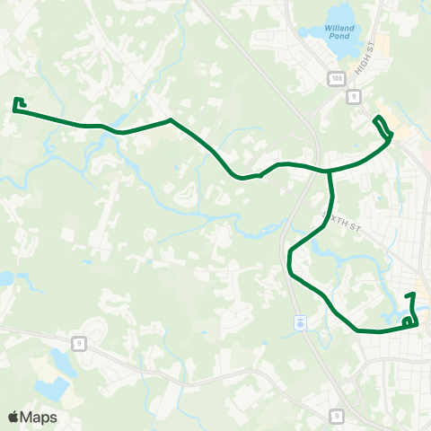 COAST Dtwn Dover / Weekday Service to Cty Complex / Saturday Service to Portland Ave. map