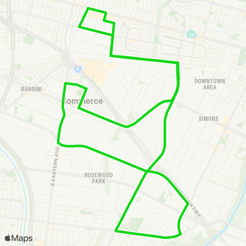 City of Commerce 26th St Shuttle map