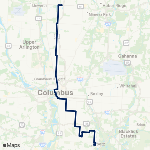 COTA Indianola / Lockbourne map