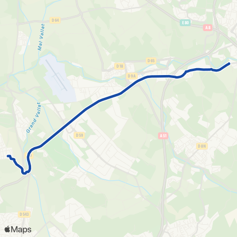 Pays d'Aix Mobilité Navette Nativité Beauvalle - Duranne map