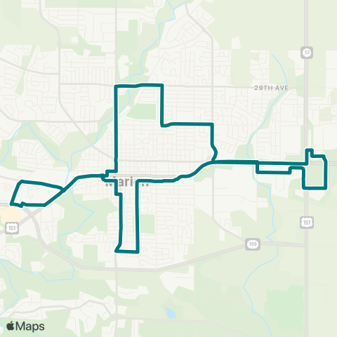 Cedar Rapids Transit Marion Circulator map