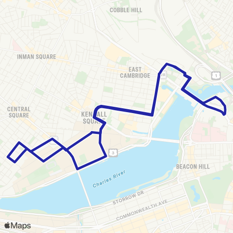 Charles River TMA - EZRide North Sta - Cambridgeport via Kendall Sq map