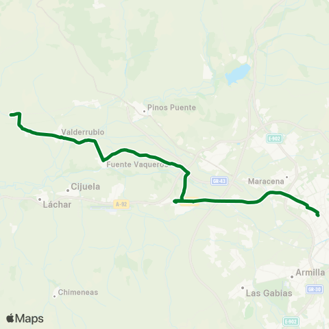 Junta de Andalucia Granada - Fte.Vaqueros - Valderrubio - Escóznar - Obéilar map