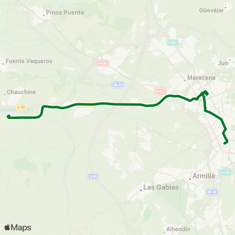 Junta de Andalucia Granada-Aeropuerto map