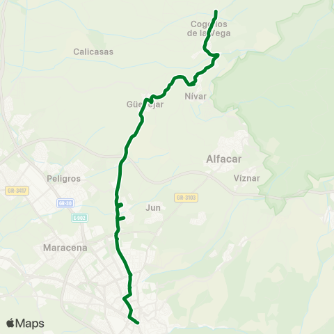 Junta de Andalucia Granada - Pulianas - Güevéjar - Nívar - Cogollos V. map