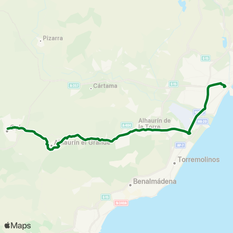 CTMAM Málaga-Coín (Por Alhaurín De La Torre Y Alhaurín El Grande) map