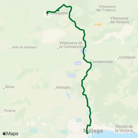 CTMAM Málaga-Rute Por Antequera map