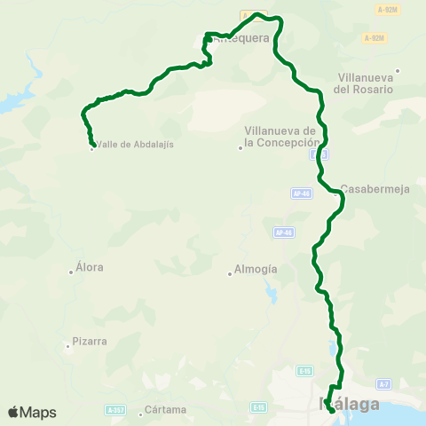 CTMAM Málaga-Antequera-Valle De Abdalajís map