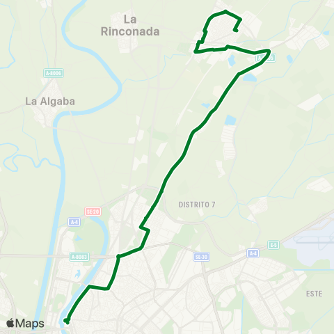 Junta de Andalucia M-111 San José de la Rinconada - Sevilla (por el Gordillo) map