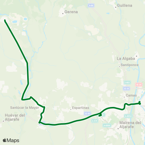 Junta de Andalucia M-176 Aznalcóllar - Sanlúcar la Mayor - Sevilla map