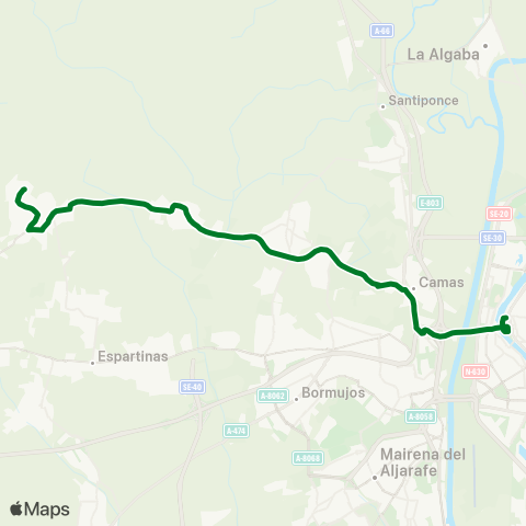 Junta de Andalucia M-175 Albaida - Olivares - Salteras - Camas - Sevilla (Directo) map