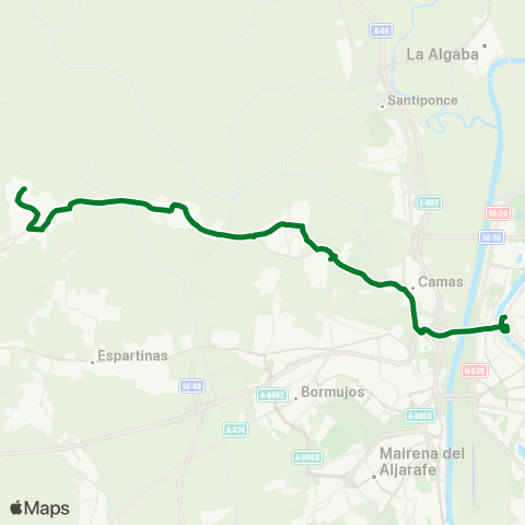 Junta de Andalucia M-175 Albaida - Sevilla (por Señorío de Guzmán) (Sab Dom y Fest) map