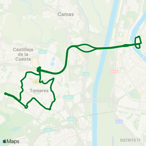 Junta de Andalucia M-161 Circular Sevilla - Tomares map