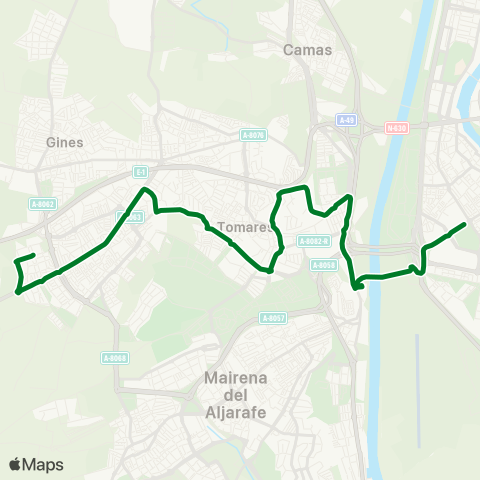 Junta de Andalucia M-162 Bormujos - Sevilla (por Avda Reina Sofía Tomares) map