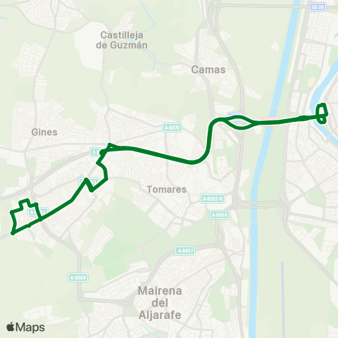 Junta de Andalucia M-163 Circular Sevilla - Bormujos map