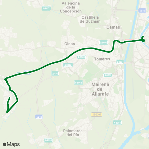 Junta de Andalucia M-159 Bollullos de la Mitación - Sevilla (por a-49) map