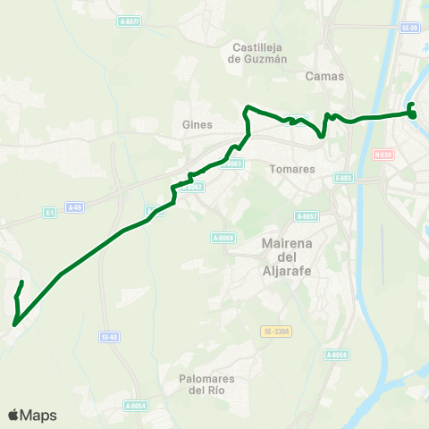 Junta de Andalucia M-159 Bollullos de la Mitación - Sevilla (por el Barrero Bormujos y Cast Cuesta) map