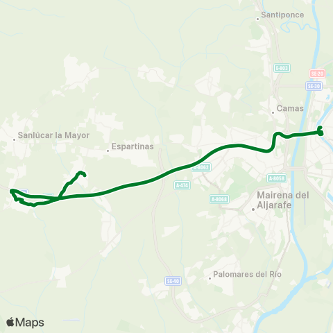 Junta de Andalucia M-168 Umbrete - Benacazón - Sevilla (Directo a-49) map