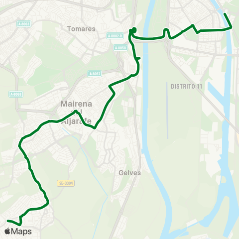 Junta de Andalucia M-152 Palomares - Sevilla map