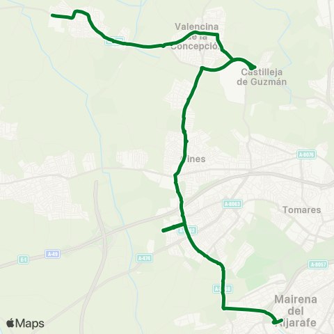 Junta de Andalucia M-105 Mairena del Aljarafe (Cexpo) - Bormujos - Salteras map