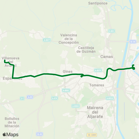 Junta de Andalucia M-167 Villanueva (Desde Cuatro Caminos)-Sevilla (por a-49) map