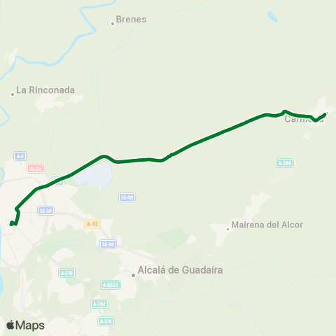 Junta de Andalucia M-124 Carmona - Sevilla (Directo) map