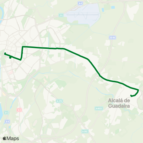 Junta de Andalucia M-121 Sevilla - Alcalá de Guadaíra (Vuelta Salida Est Prado SS) map