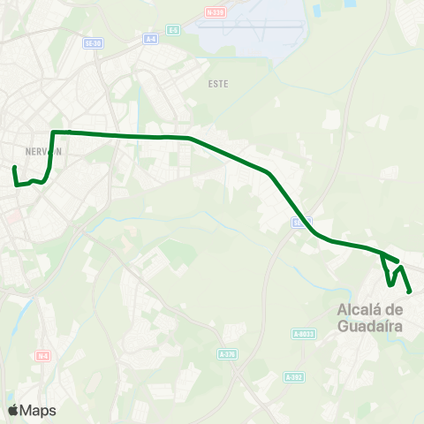 Junta de Andalucia M-121 Alcalá de Guadaíra - Sevilla (Nocturno-Sábados) map