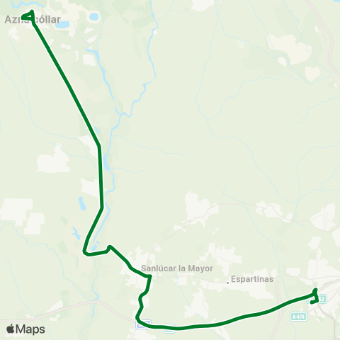 Junta de Andalucia M-107 Aznalcóllar - Bormujos (Hptal) (Servicio a la Demanda Abascal) map