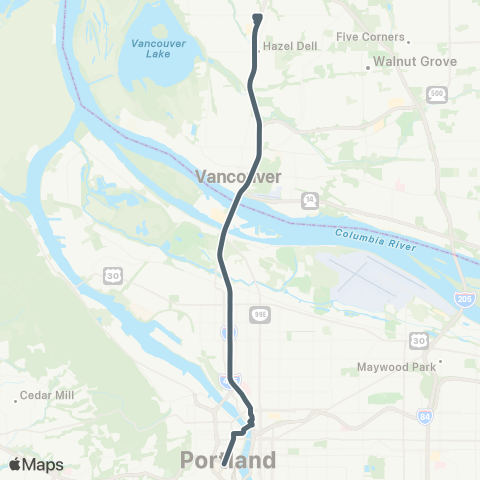 C-TRAN I-5X Express map