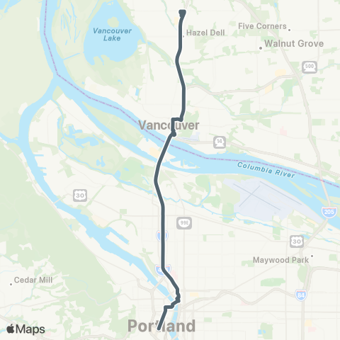 C-TRAN I-5 Express map