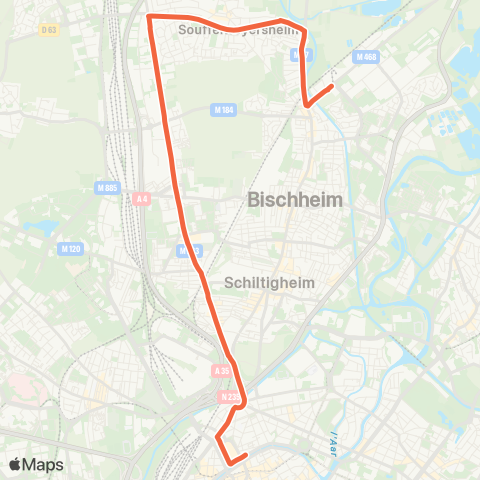 CTS Les Halles - Hoenheim Gare / Vendenheim Gare map