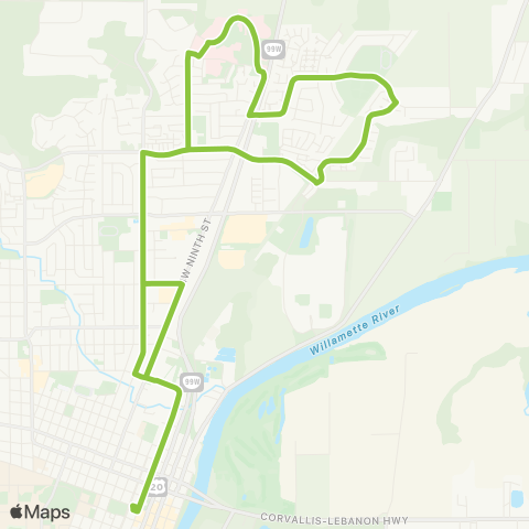 Corvallis Transit System 5th St / Highland / Conifer / Hospital map