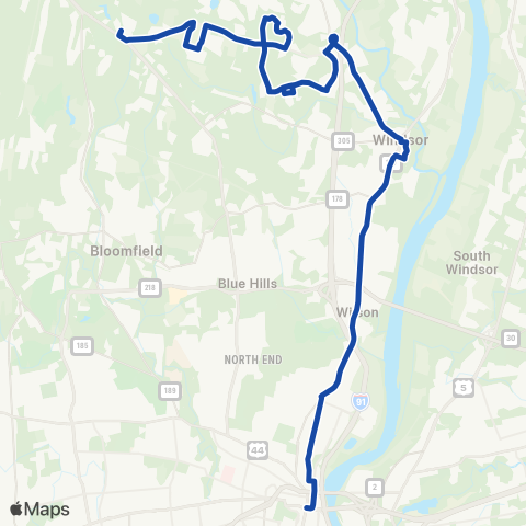 CTTransit Hartford Windsor - Day Hill Road map