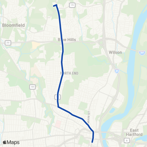 CTTransit Hartford Blue Hills Ave map