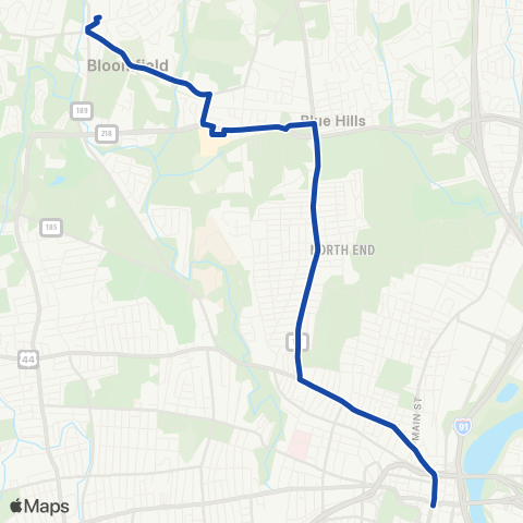 CTTransit Hartford Blue Hills Ave map