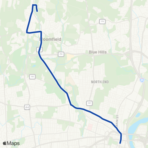 CTTransit Hartford Bloomfield Ave map