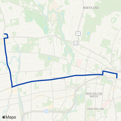 CTTransit Hartford Farmington Ave-North Main St map