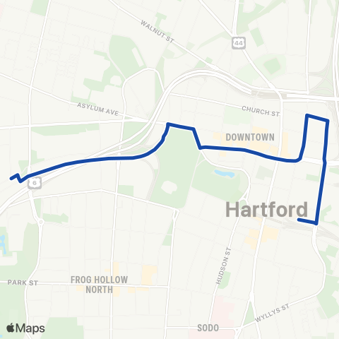 CTTransit Hartford Columbus Blvd Connector map