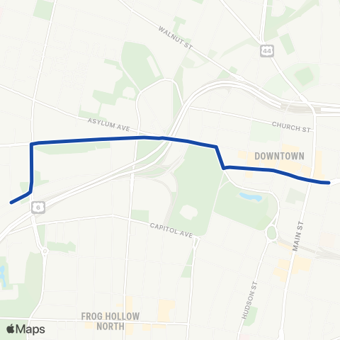 CTTransit Hartford Asylum Hill Connector map