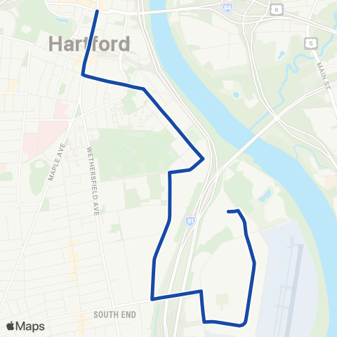 CTTransit Hartford Locust Street map