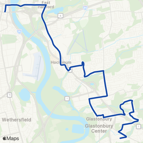 CTTransit Hartford Glastonbury map