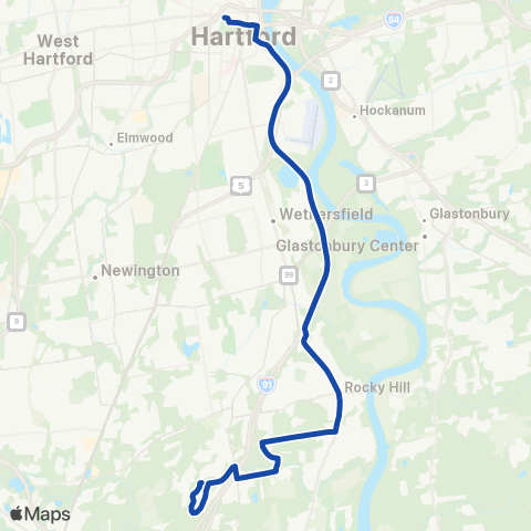 CTTransit Hartford Rocky Hill / Century Hills Exp map