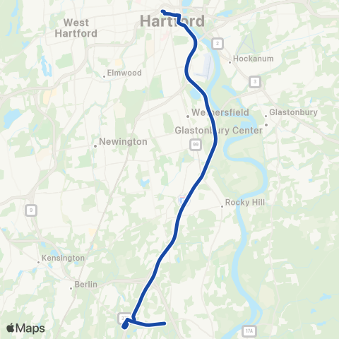 CTTransit Hartford Cromwell Exp map